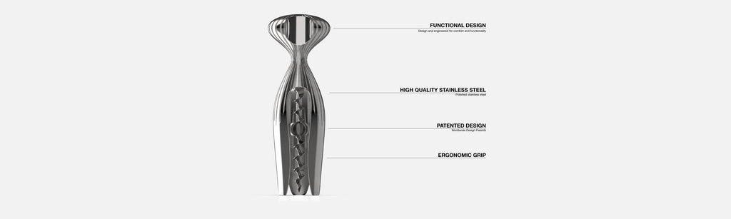 Vorteile des Korkenziehers SCREW aus Edelstahl, hergestellt von O-LYFE.