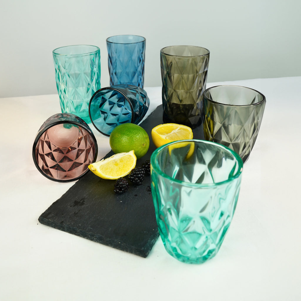 Wasserglas Basic mit Murano Shop - Rautenmuster